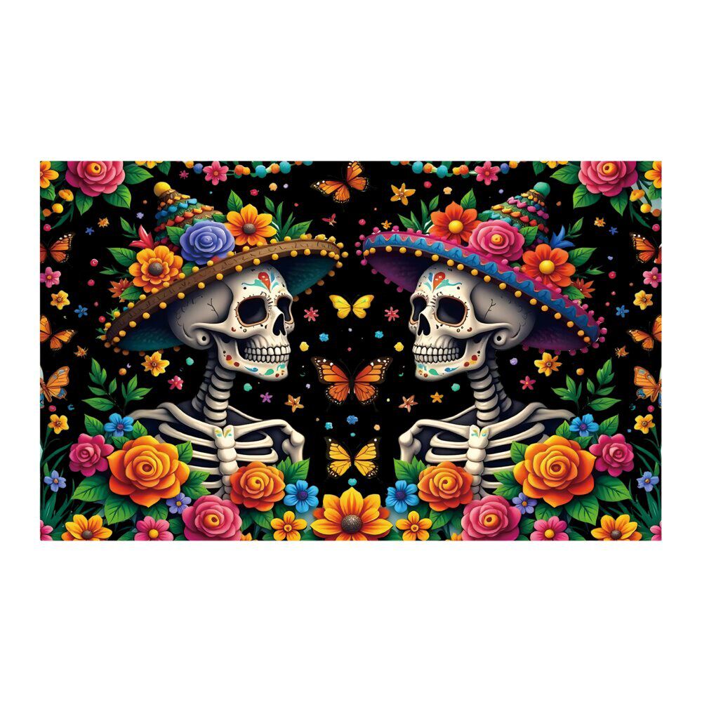 Décoration murale Halloween couple Calavera polyester 100x150cm