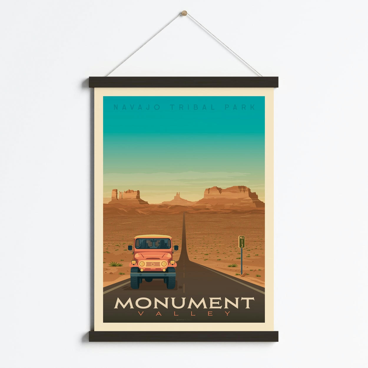 - Affiche Monument Valley + Cadre Magnétique (Bois Noir) 50x70 cm