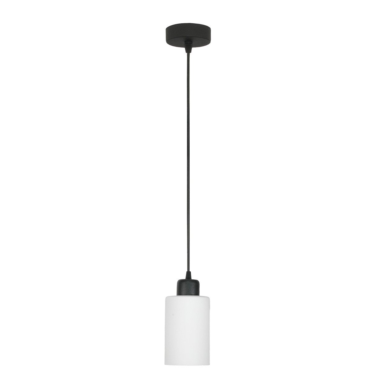 Lampa wisząca loft EDYLIT biały klosz czarna zwis 1xE27 LOYD BIANCO 15-065