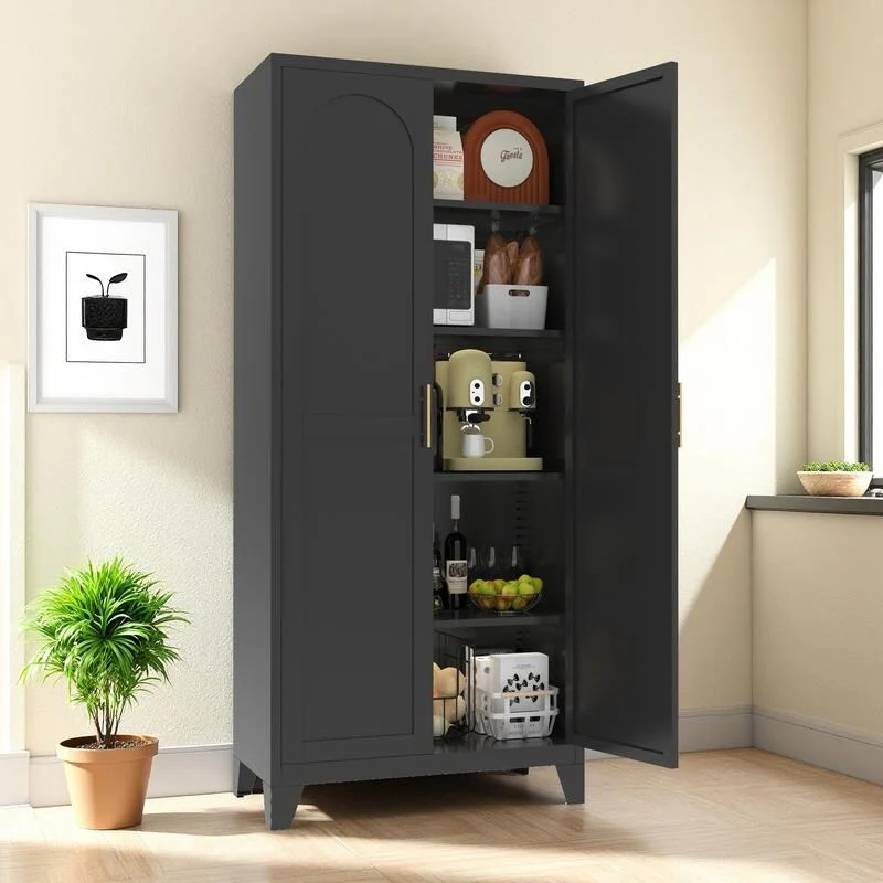 Two-Door Metal Storage Cabinet with Adjustable Shelves – Perfect for Bedroom, Living Room, or Kitchen‌
