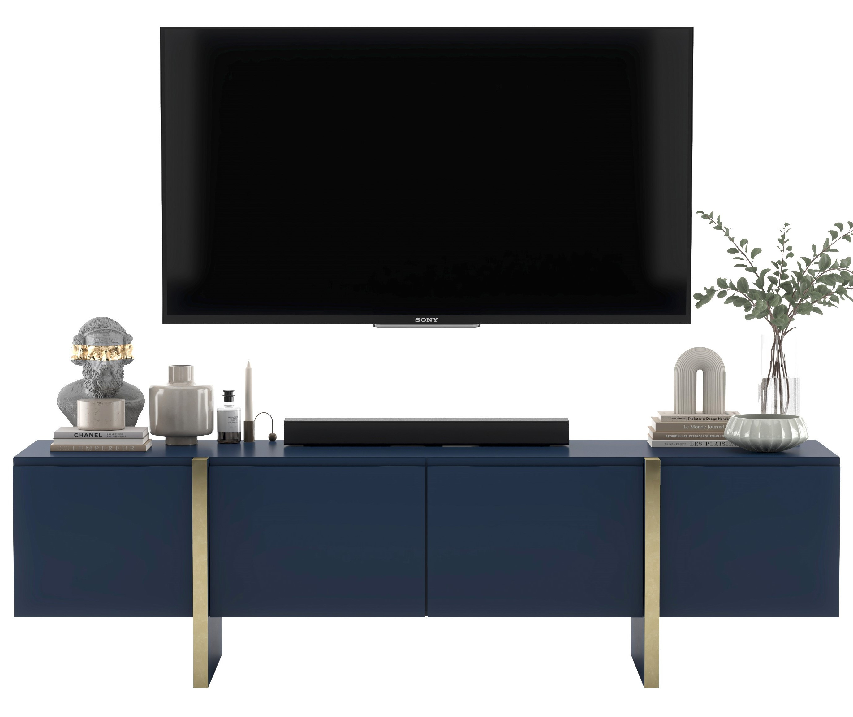Szafka RTV Nowoczesna Komoda Glamour Granatowy Mat 180 cm