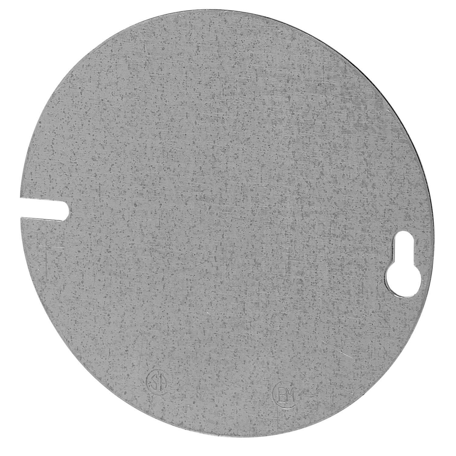Hubbell 54C1BAR Round Flat Blank Octagon Box Cover, Grey, 4-in