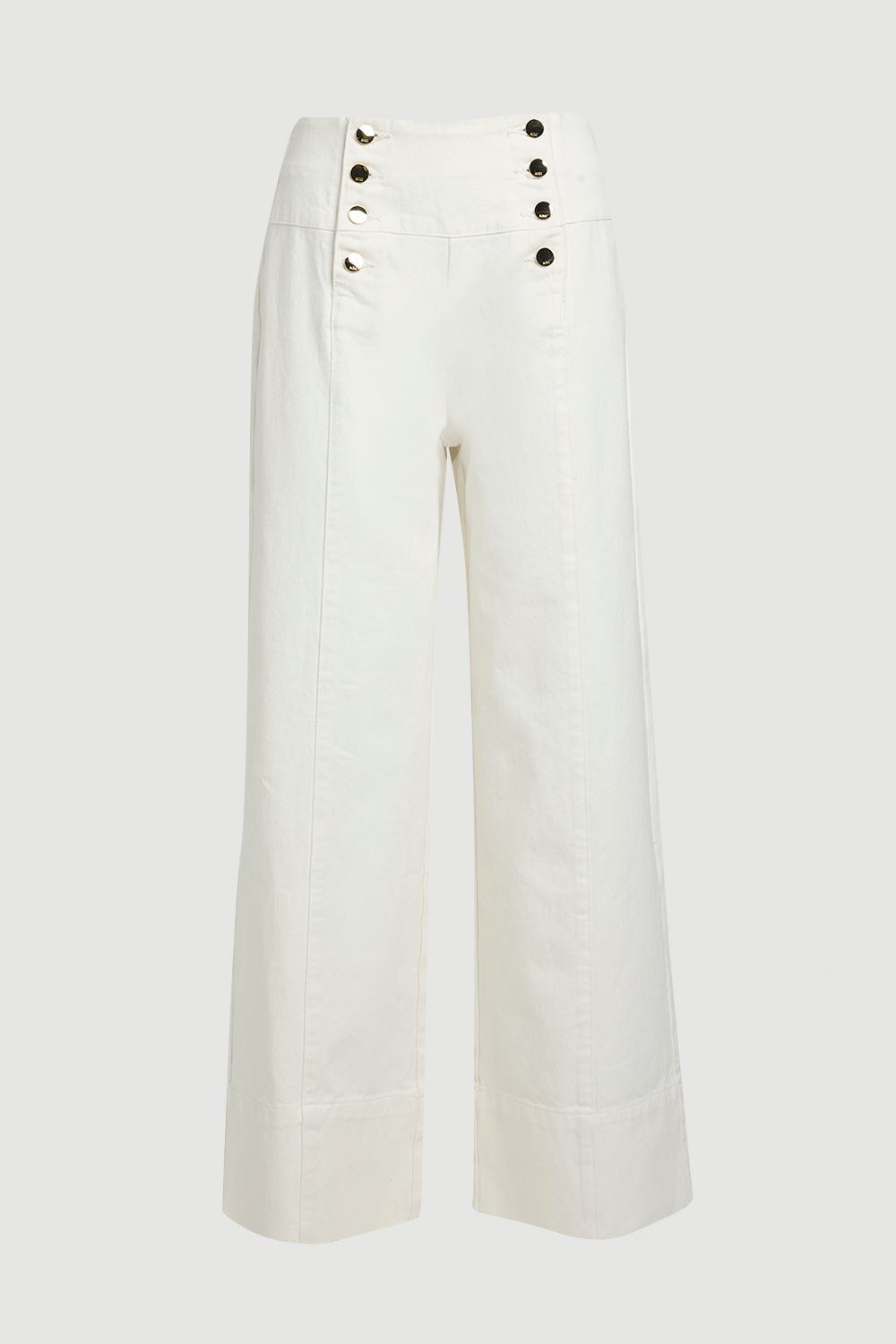 KarenMillen Denim Button Front Wide Leg Jeans