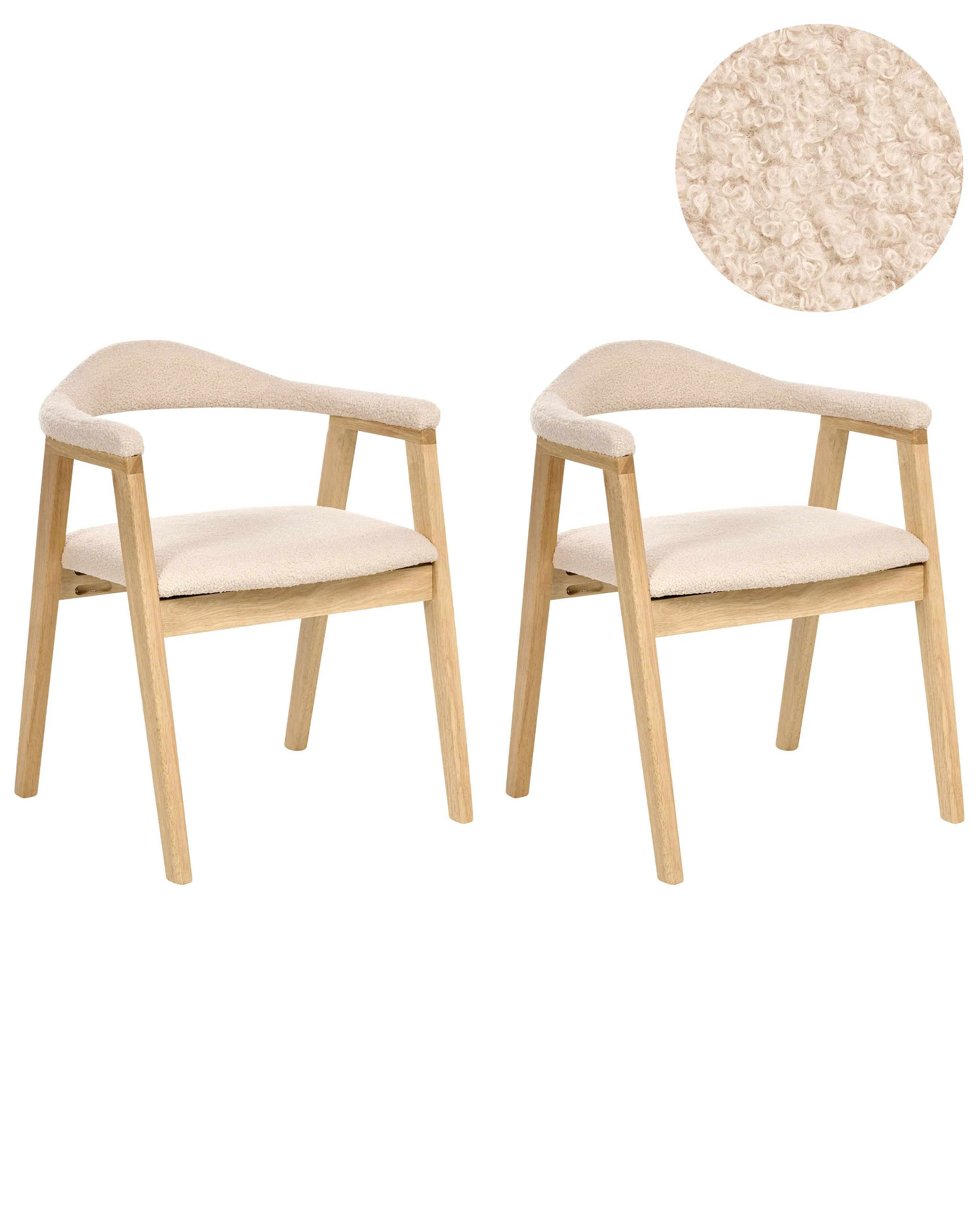 Set of 2 Dining Chairs ONECO Wood Light Brown