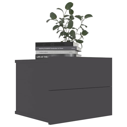 NNEVL Bedside Cabinet Grey 40x30x30 cm Chipboard