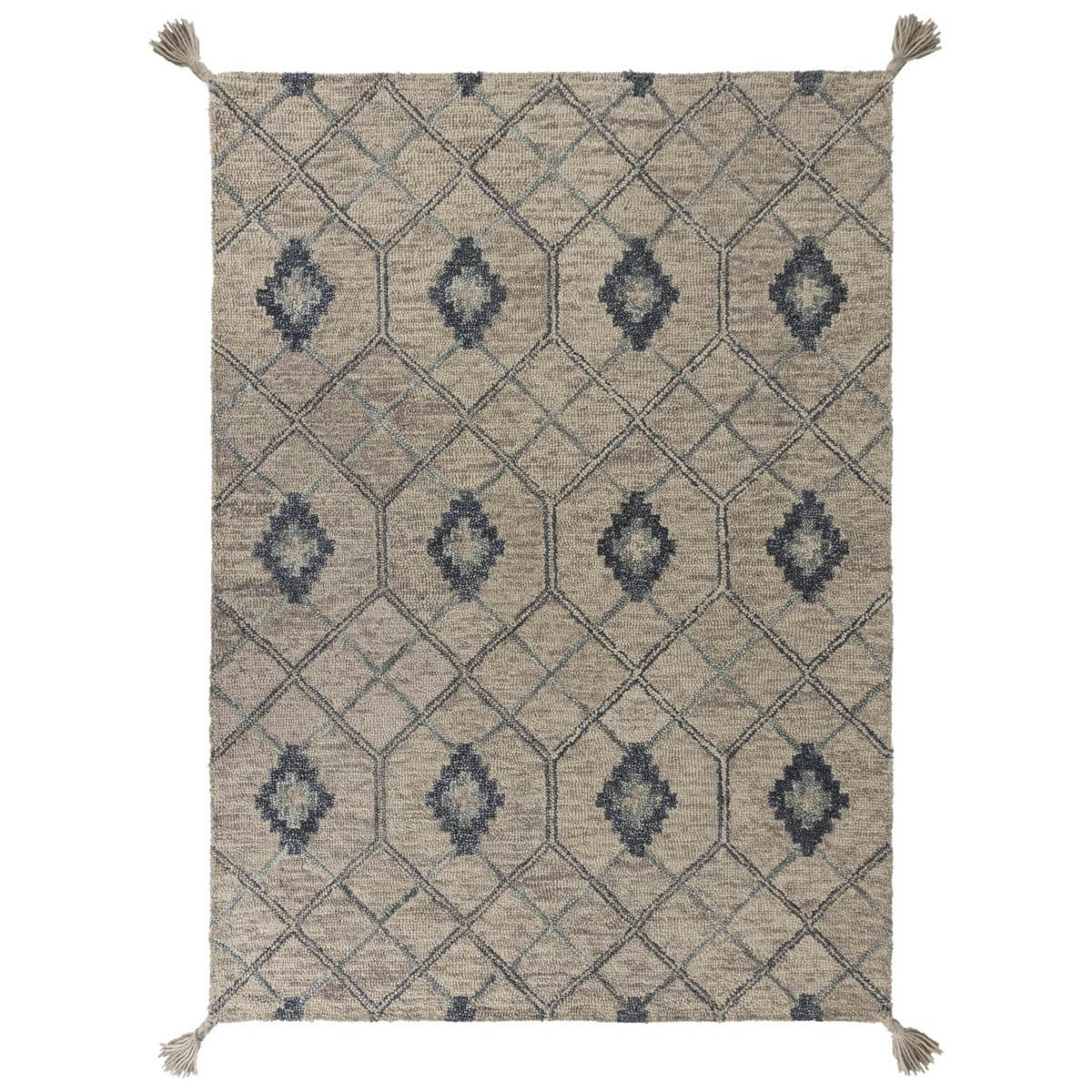 DIEGO - DIEGO - Tapis ethnique design en laine gris 120x170