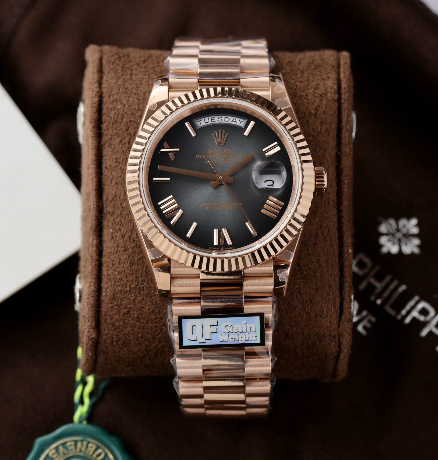 Rolex Day-Date RG Plated Ombre Grey Dial 40mm Super Clone