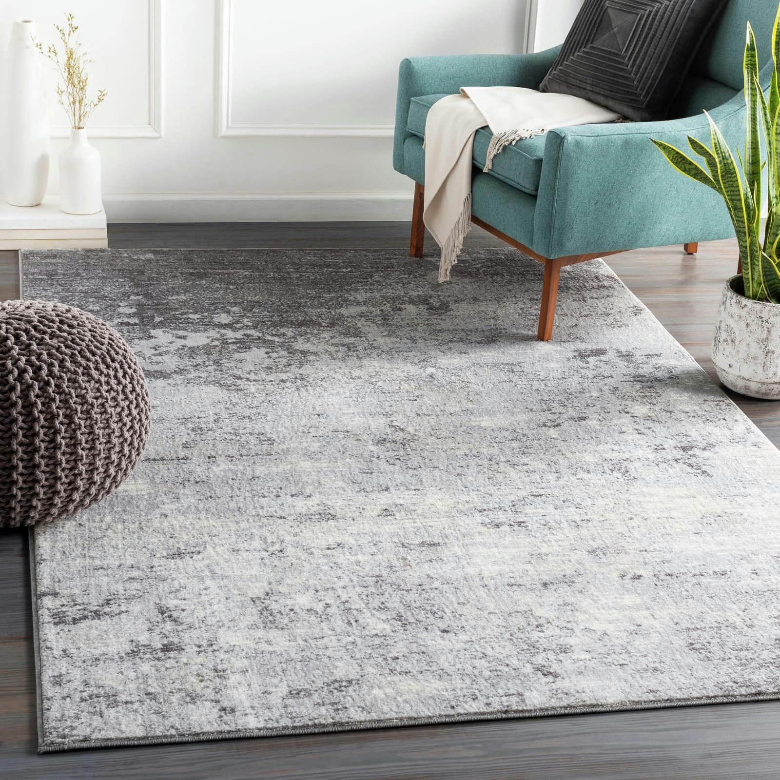 FIONA - Tapis Abstrait Moderne Gris/Blanc 160x220