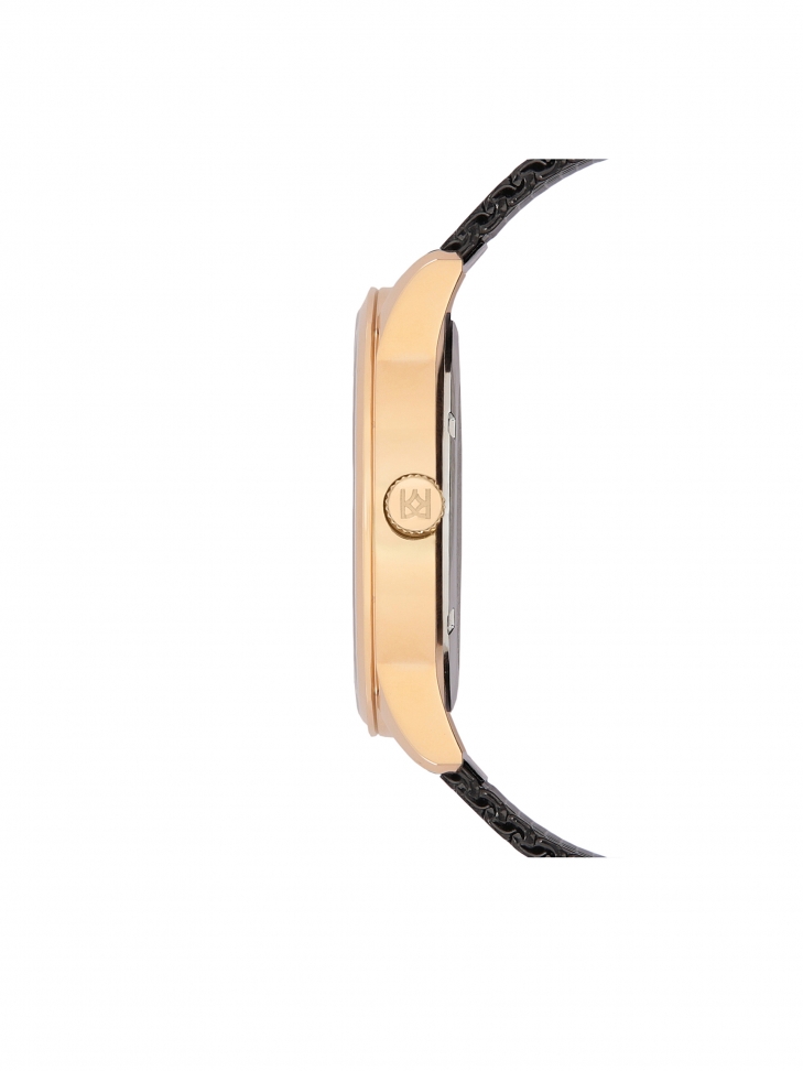 Men's watch with gold-coloured case and gun metal mesh bracelet