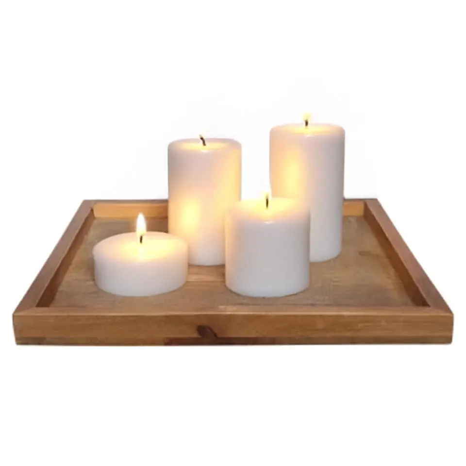 DK Design Kaarsenbord/dienblad Mumbai - mangohout - 21 x 21 cm