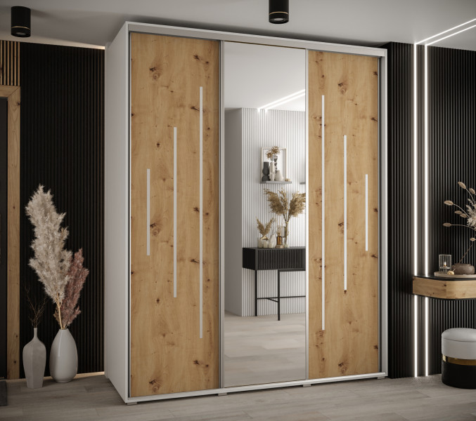 Szafa przesuwna 60 wysoka Davos 13 200 biały artisan srebrny