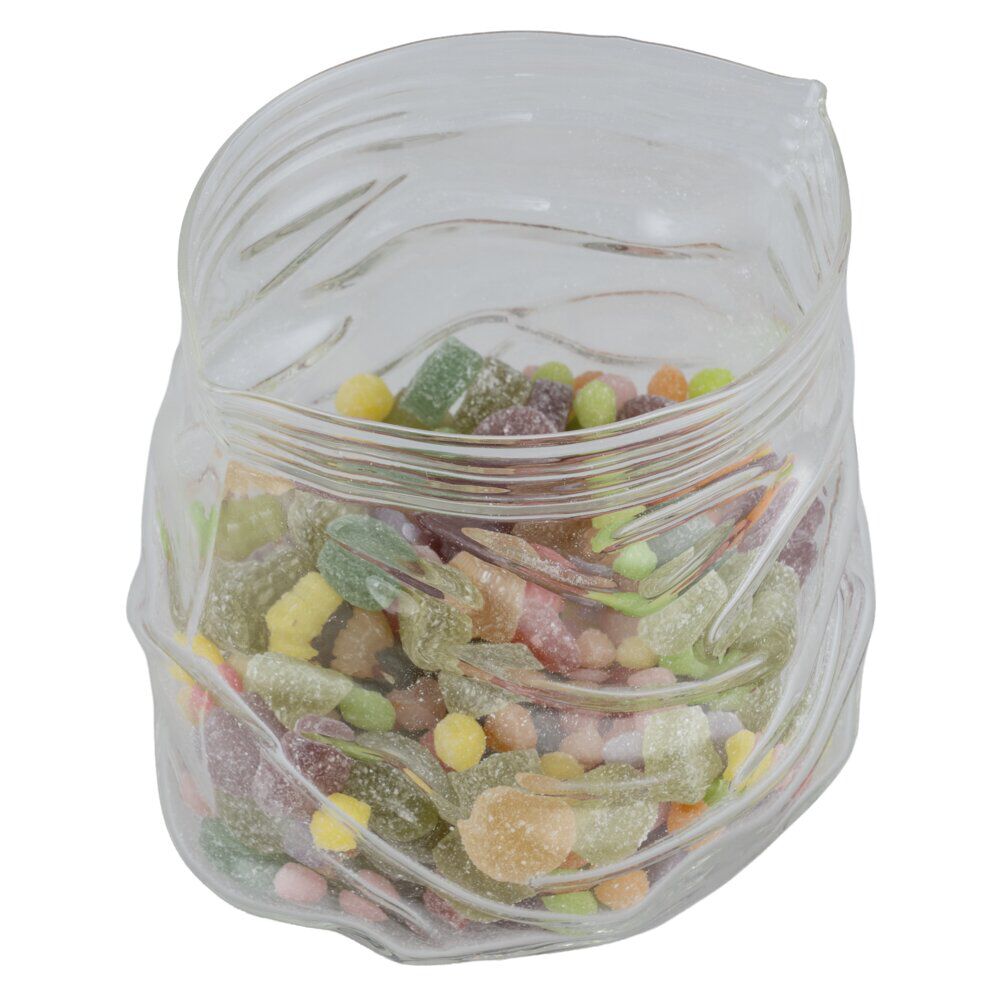 Bonbonnière forme sachet froissé 970ml verre transparent 13x12xH12cm