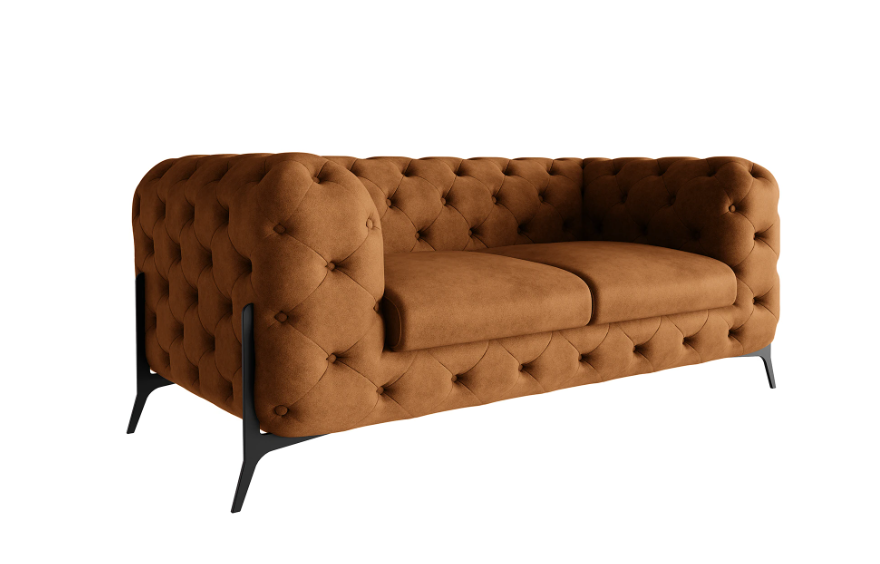 Ropez Chelsea Bis sofa 2 pikowana brązowa nogi czarne
