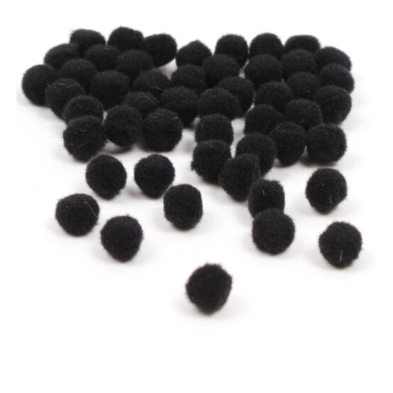 Black Pom Poms 7mm 50 Pack