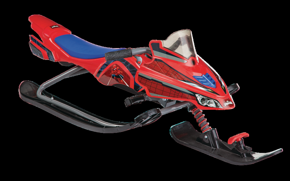 Marvel Spiderman Bike Kids' Metal Frame Winter Snow Racer Ski Sled w/ Steering & Brakes