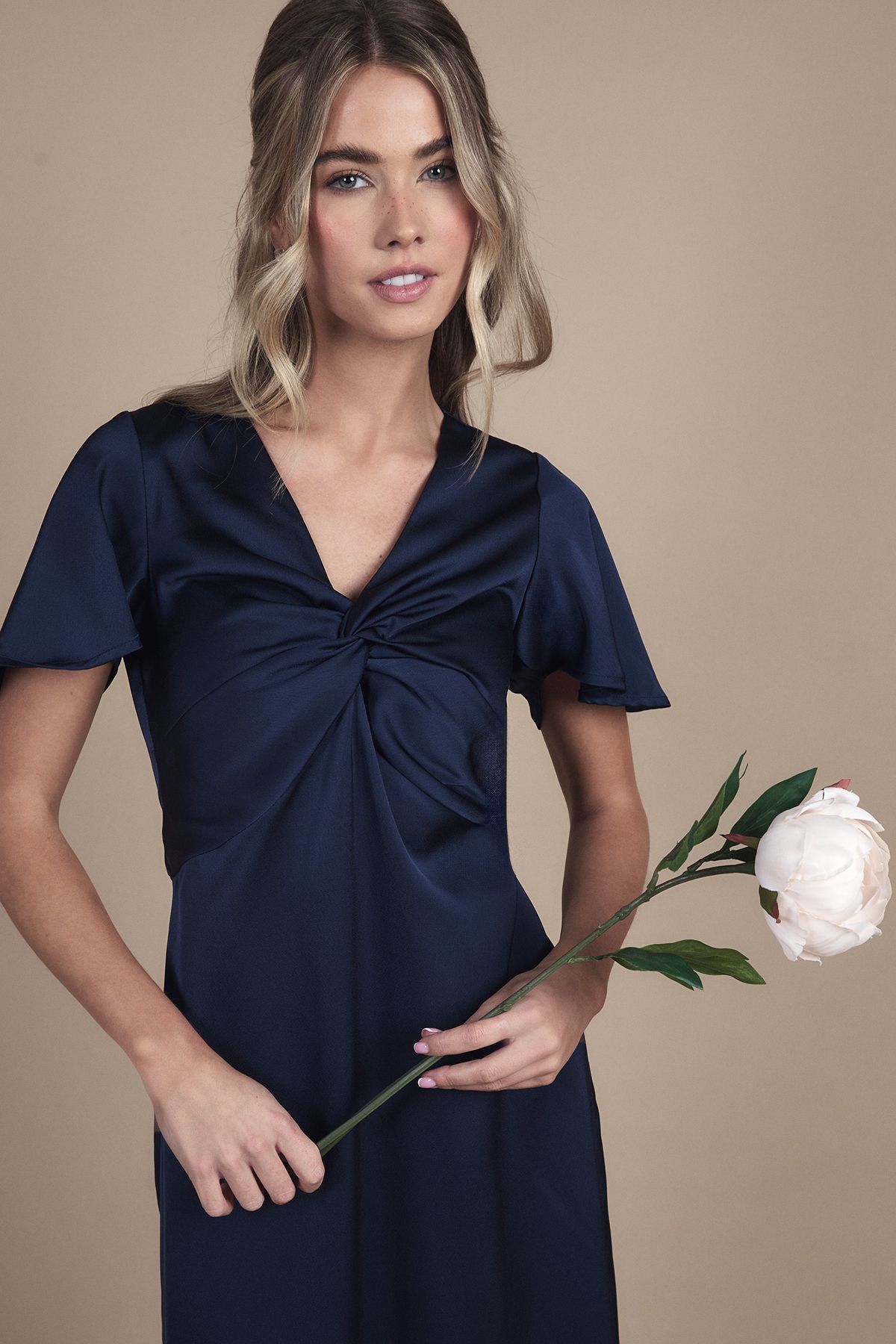 Coast Teen Twist Front Angel Sleeve Bridesmaid Dress