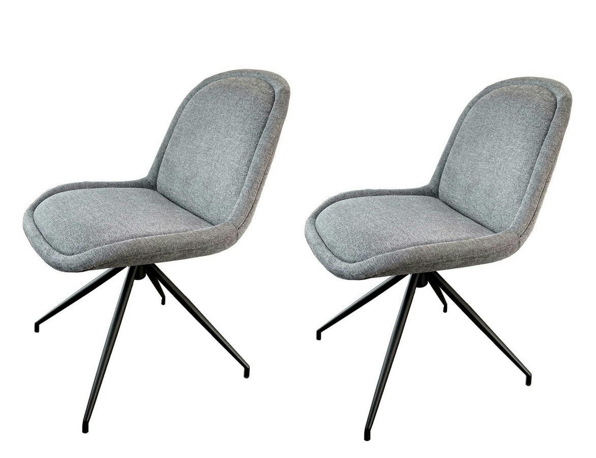 LIDO - 2 Chaises rotatives tissu gris clair