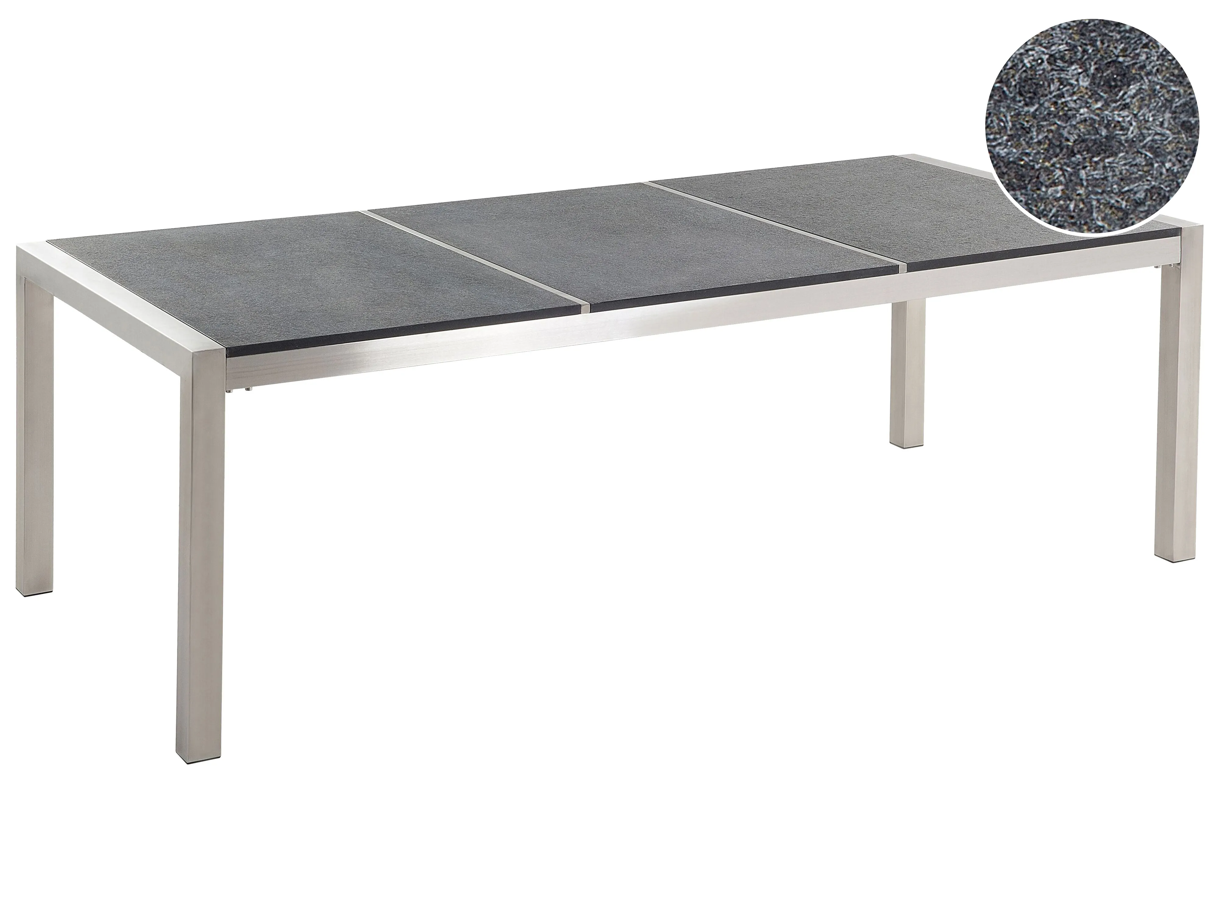 Garden Dining Table GROSSETO 220 cm 100 cm Flamed Granite Graphite Grey