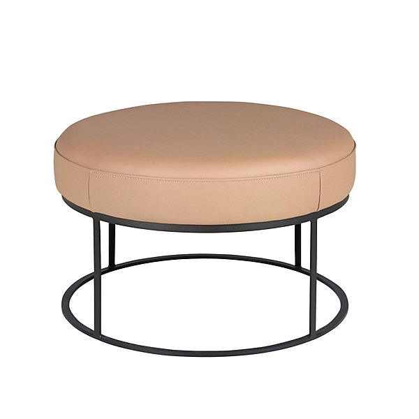 Banquette en cuir marron avec assise rembourrée