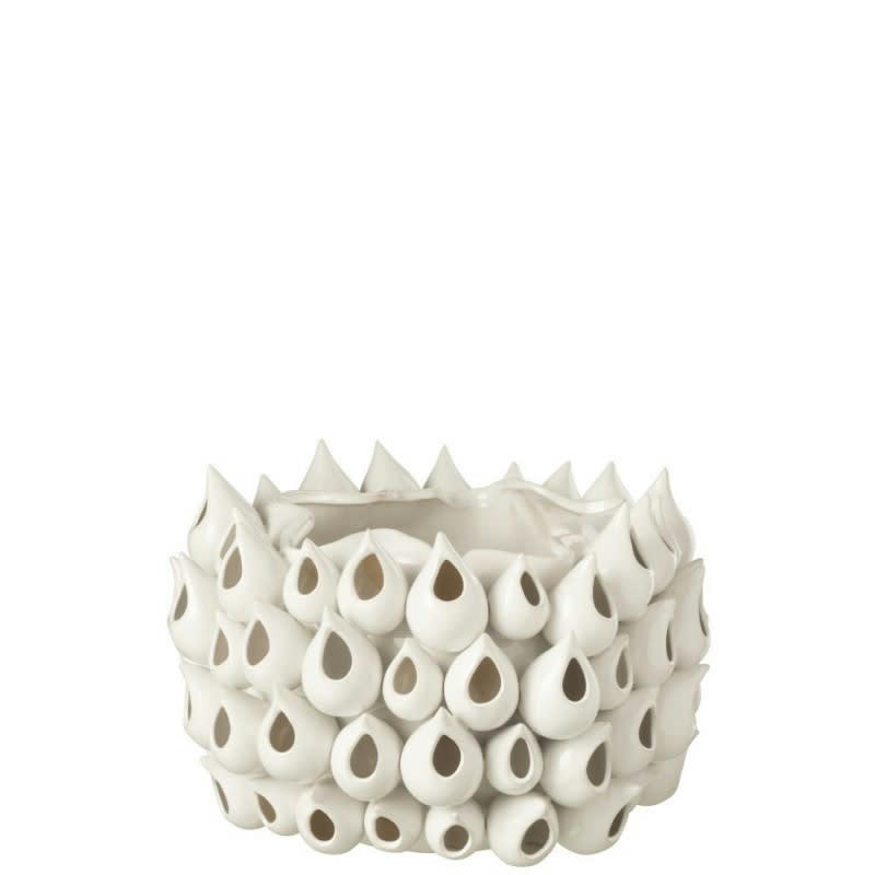 ANÉMONE - Cache-pot céramique blanc H24cm
