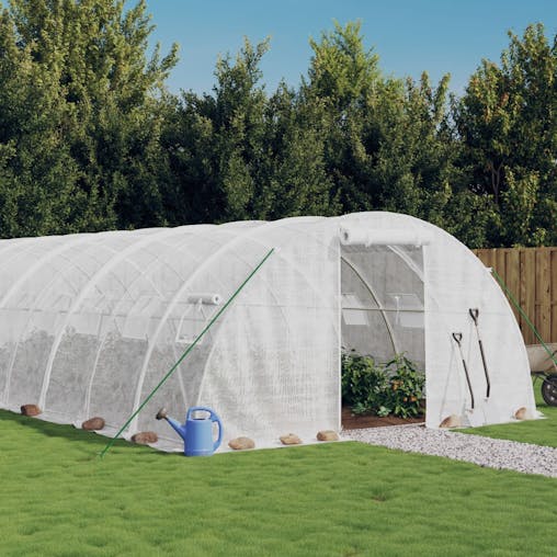 NNEVL Greenhouse with Steel Frame White 24 m&sup2; 6x4x2 m