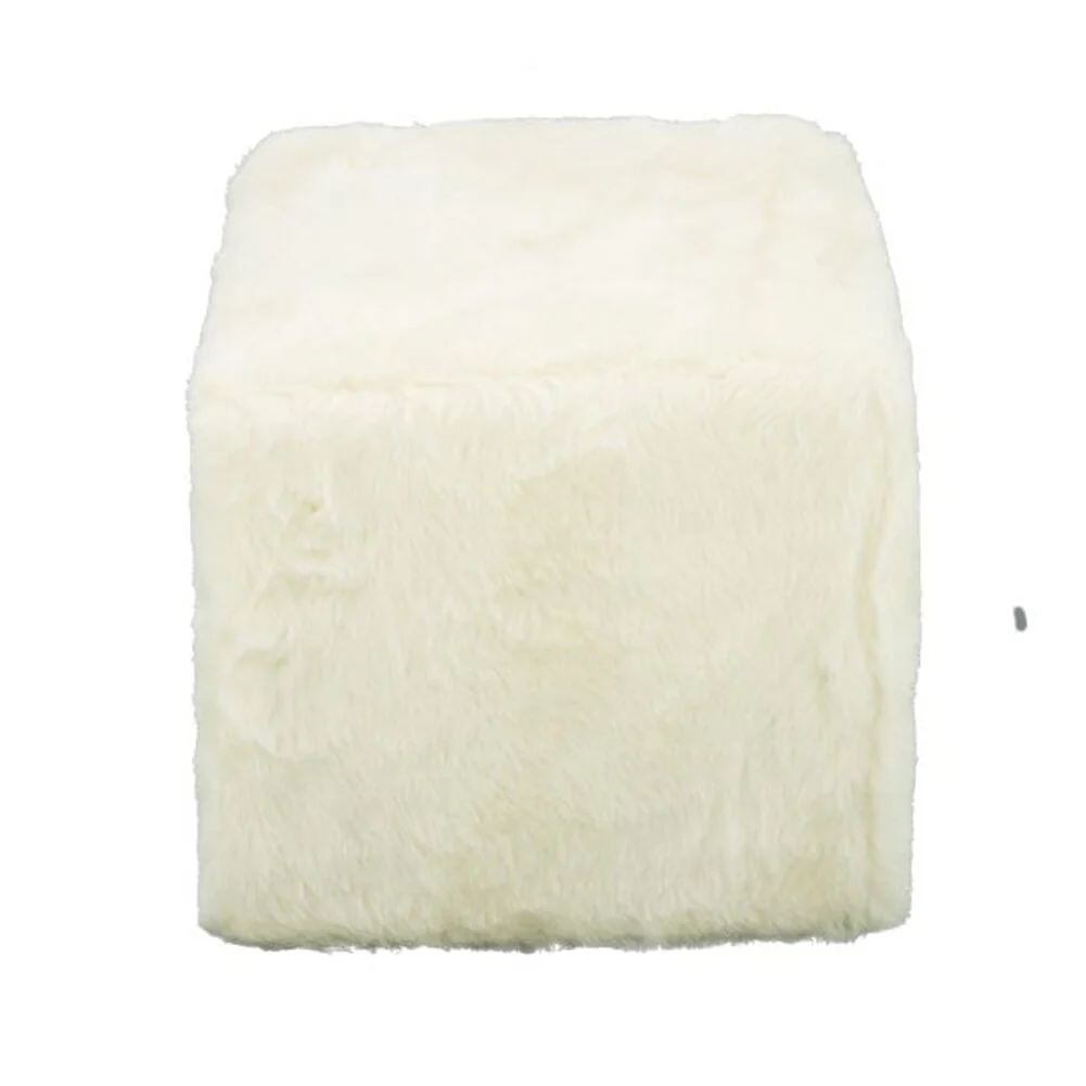 Modish Wood Faux Fur Ottoman