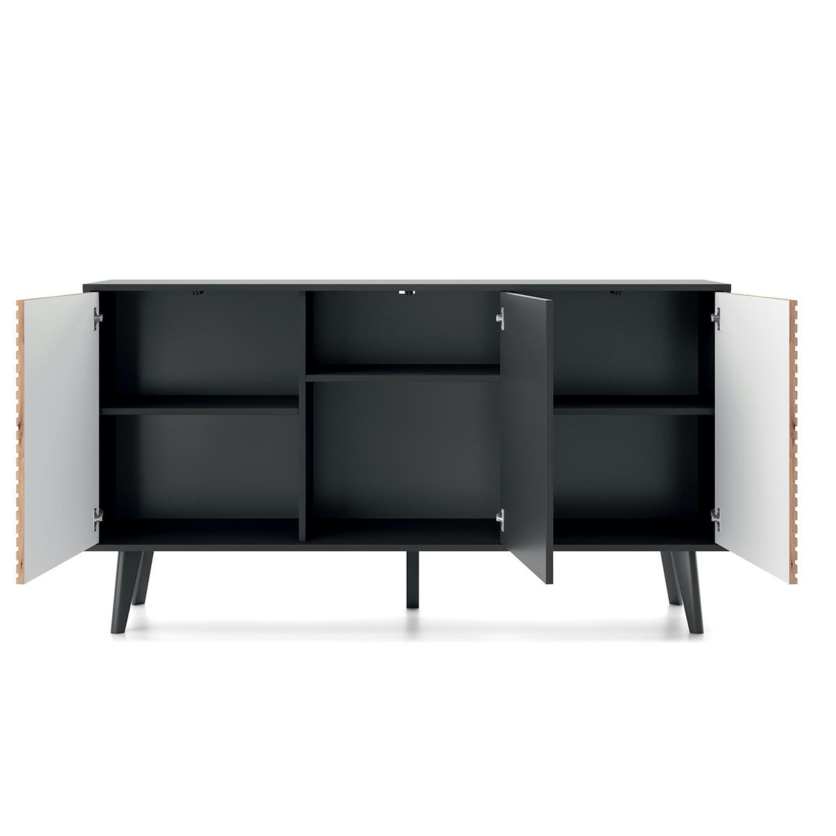 - Buffet 3 portes noir et naturel