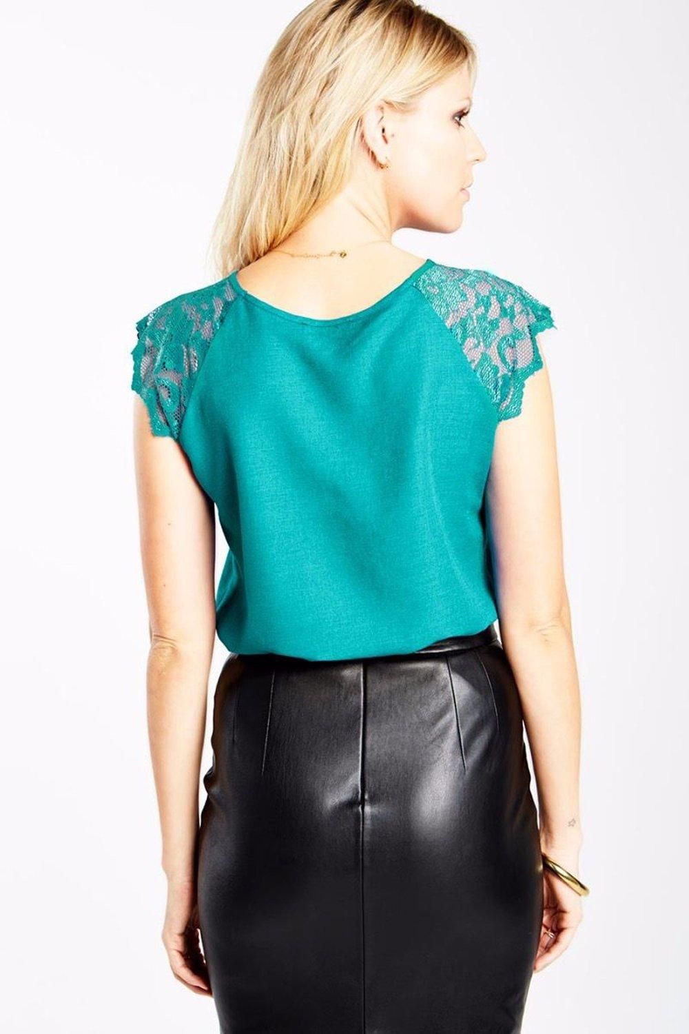 Hot Squash Lace Sleeved Crepe Top