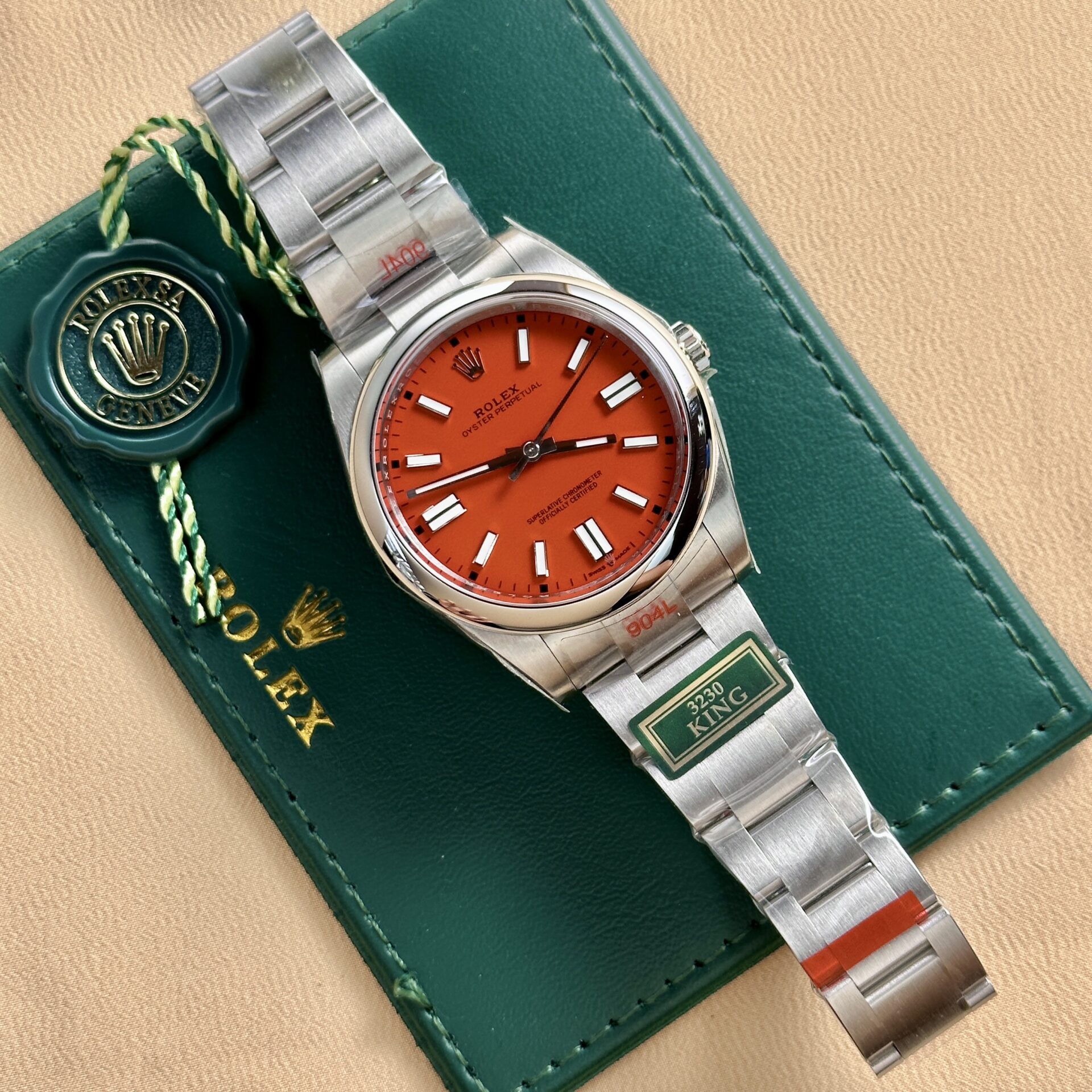 Rolex Oyster Perpetual 124300 316L Steel Red Dial 41mm Oyster KGF Replica