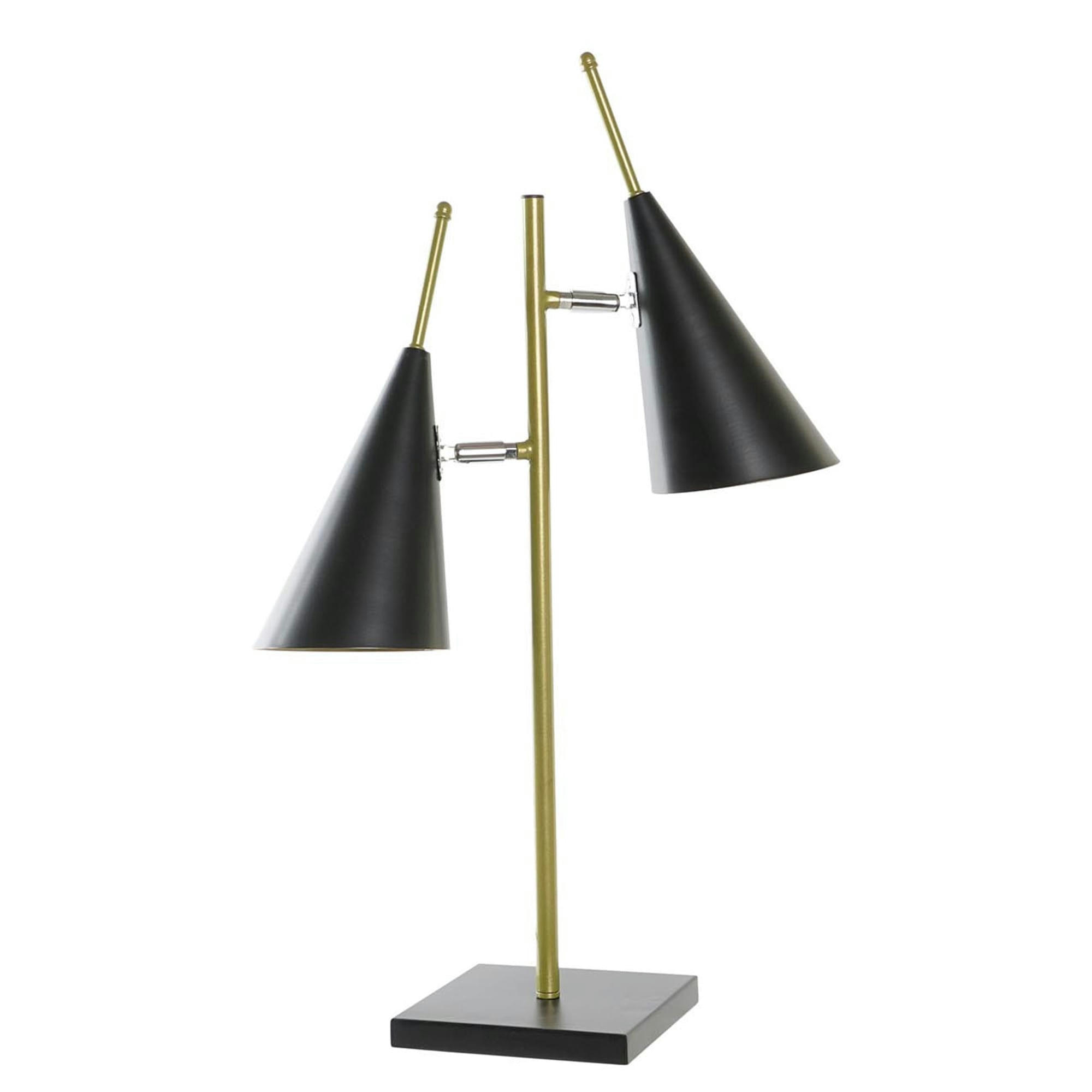 - Lampe à poser double en métal noir et doré 38x16x64cm