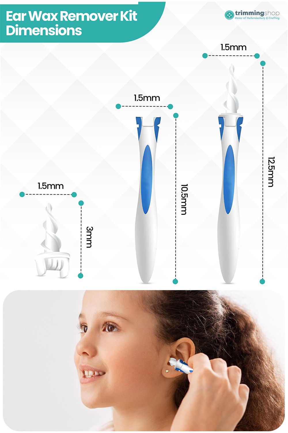 Neel Blue Ear Wax Remover Kit, Soft Silicone Spiral Ear Cleaner Tool - 16pcs Washable & Reusable