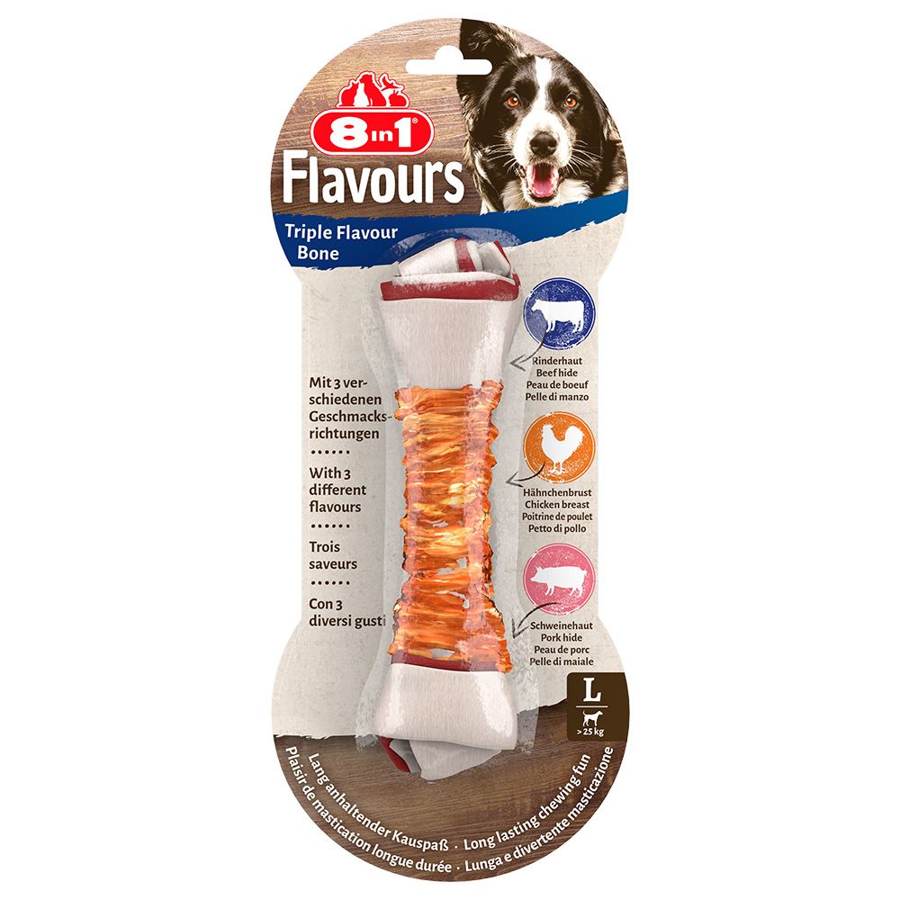 8in1 Triple Flavour Chew Bones L