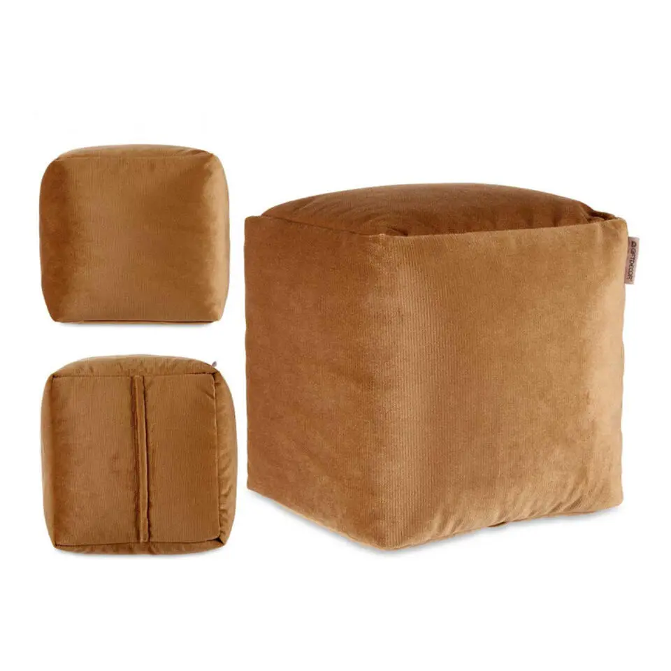 Arte Regal Poef - fluweel - bruin - 30 x 30 cm - vierkant