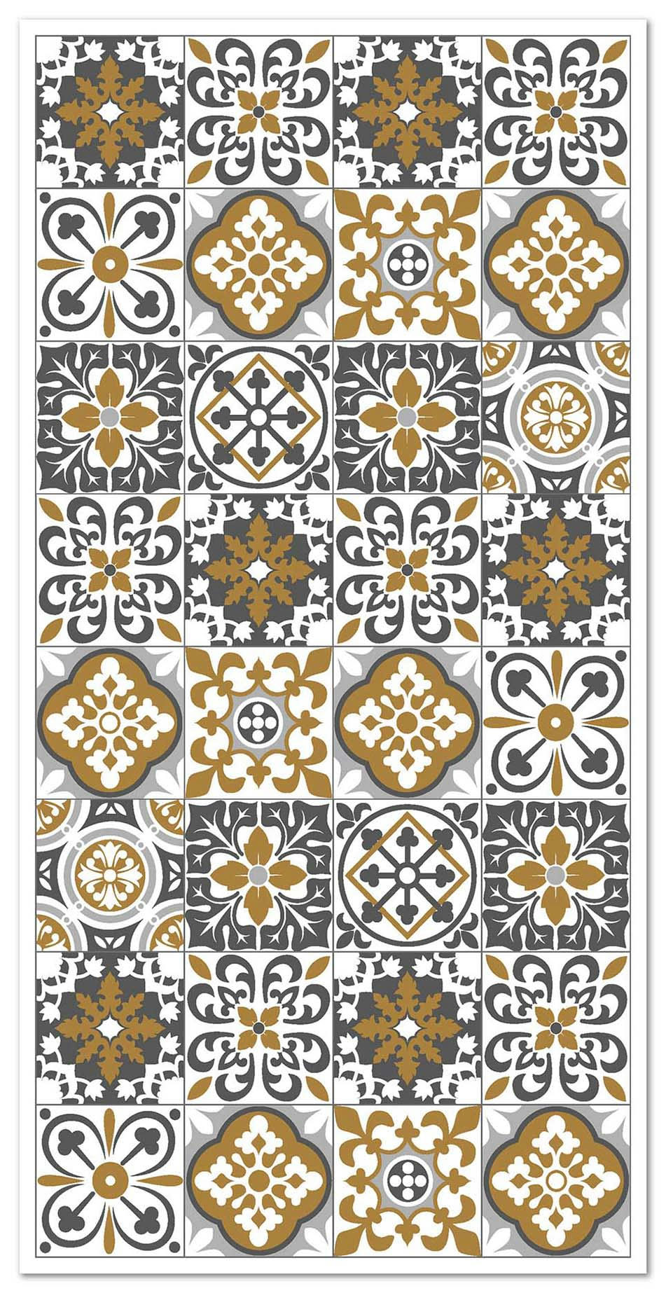 - Tapis vinyle carreaux ciments triana orange 80x200cm