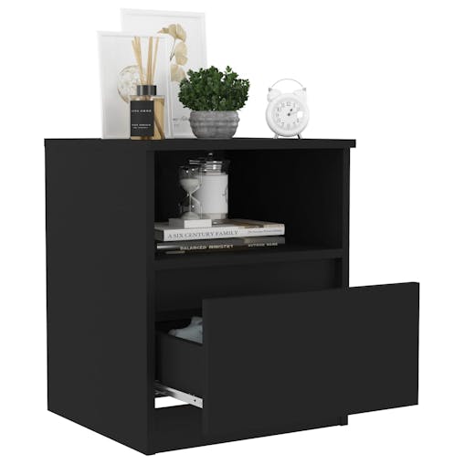 NNEVL Bed Cabinets 2 pcs Black 40x40x50 cm Chipboard
