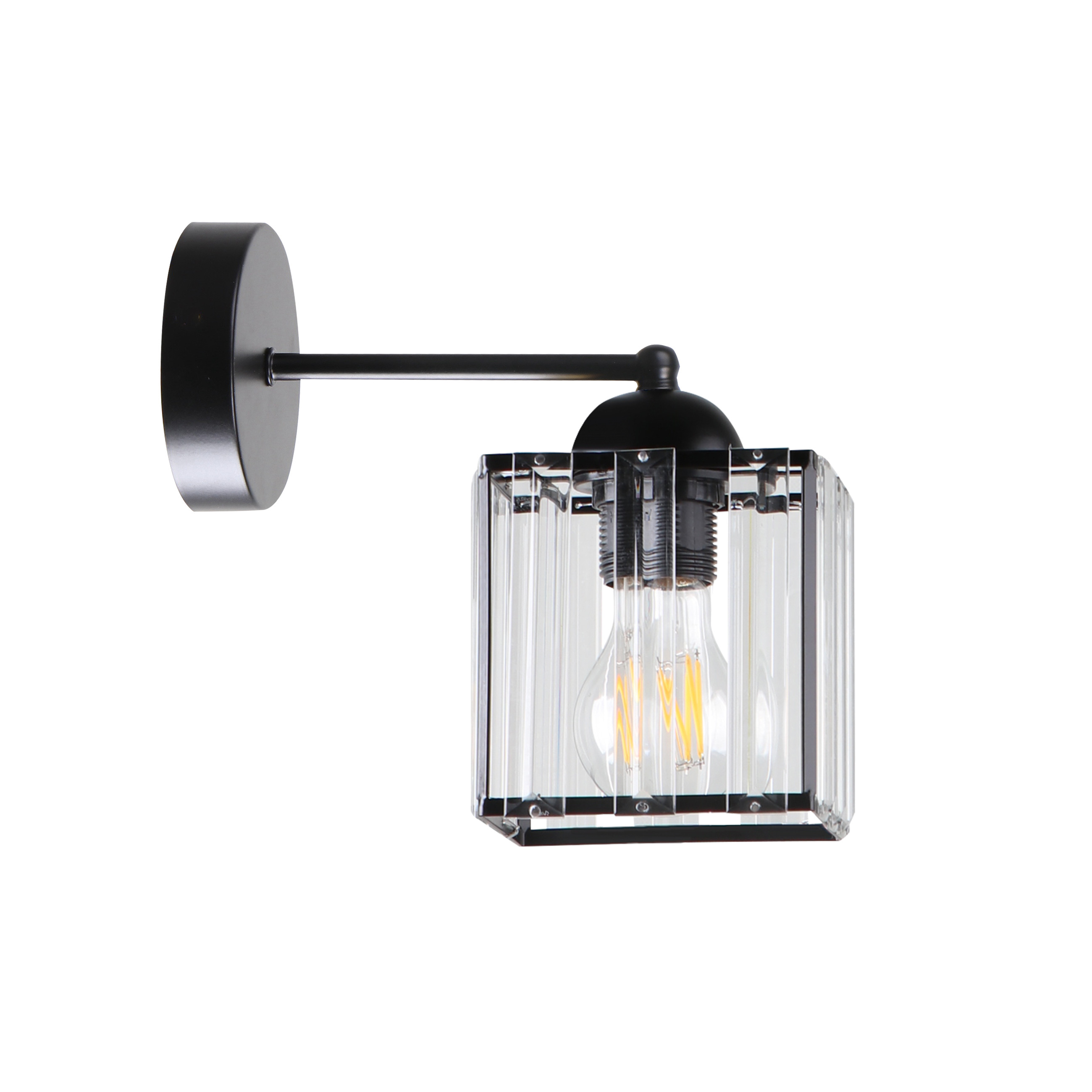Lampa kinkiet GLASSIA czarny 1x40 e27 klosz czarny kryształy bezbarwne