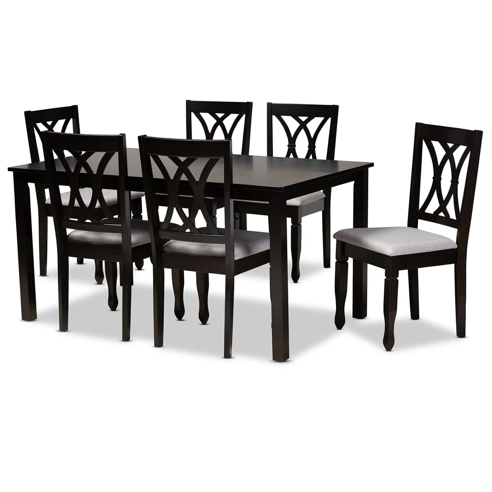 Reneau Modern and Contemporary Upholstered Wood 7-Piece Dining Set