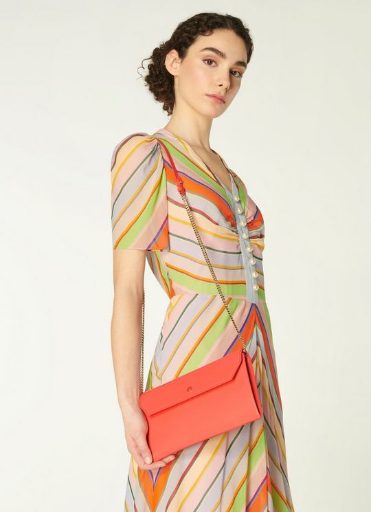 Dora Coral Leather Envelope Clutch