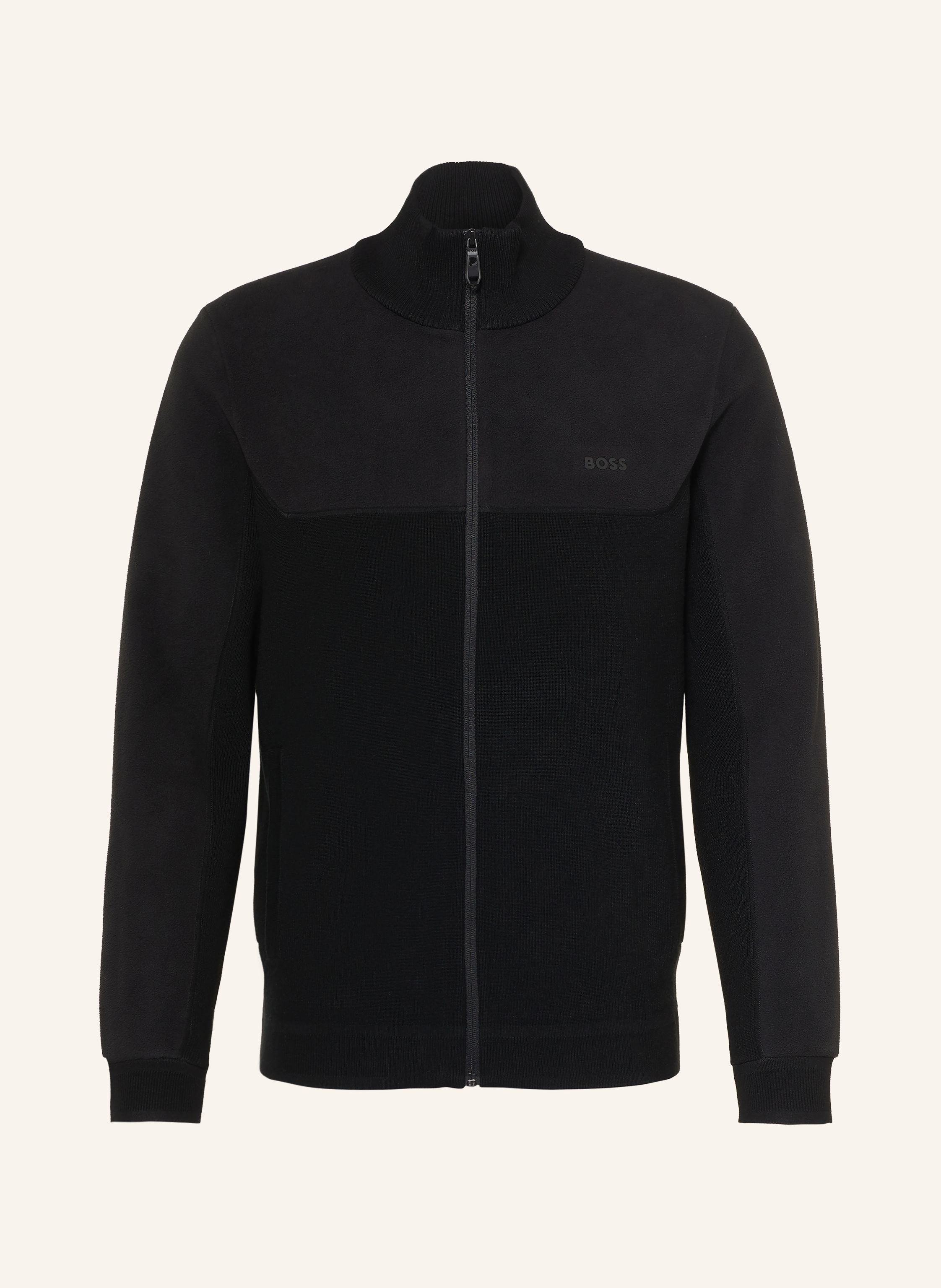 BOSS Strickjacke im Materialmix