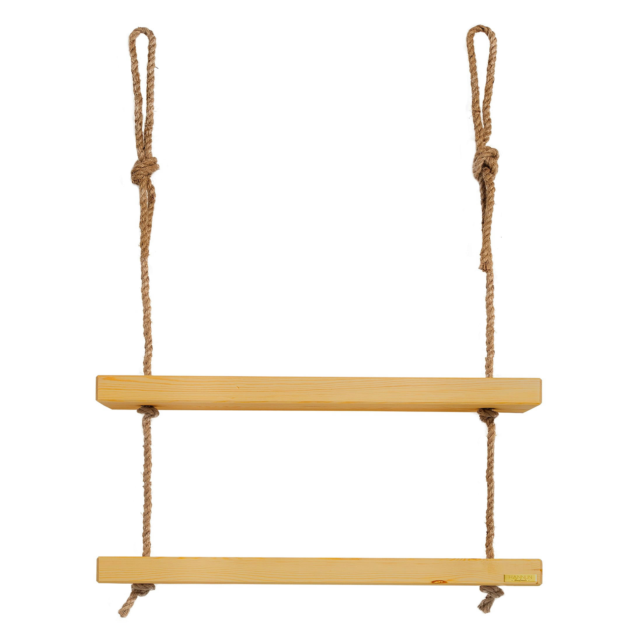 MAKEMBA - Etagère suspendue en bois de couleur naturelle à 2 étages 70 cm