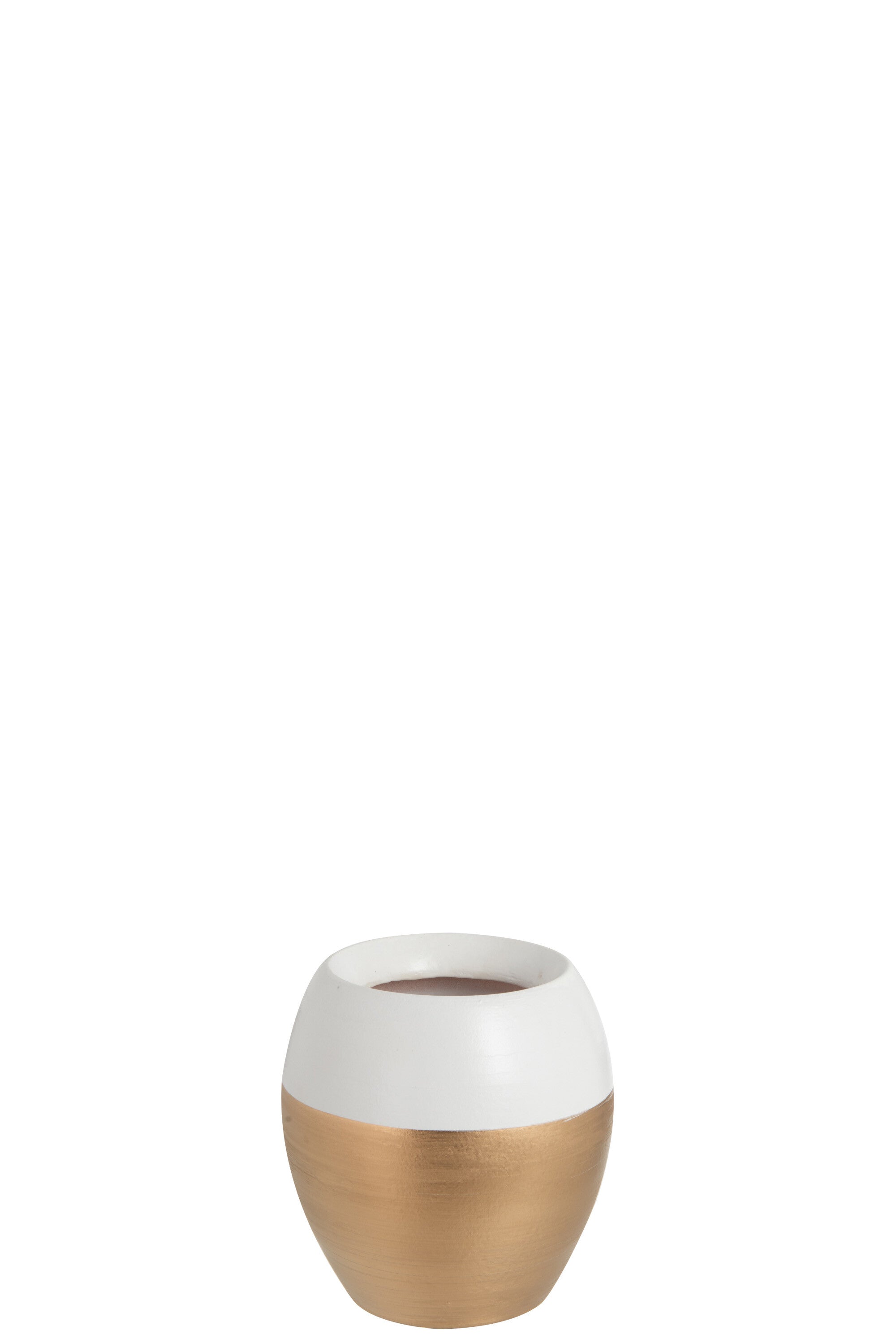 J-Line vaas Boord - terracotta - wit/goud - small - 2 stuks - Ø 13.5 cm