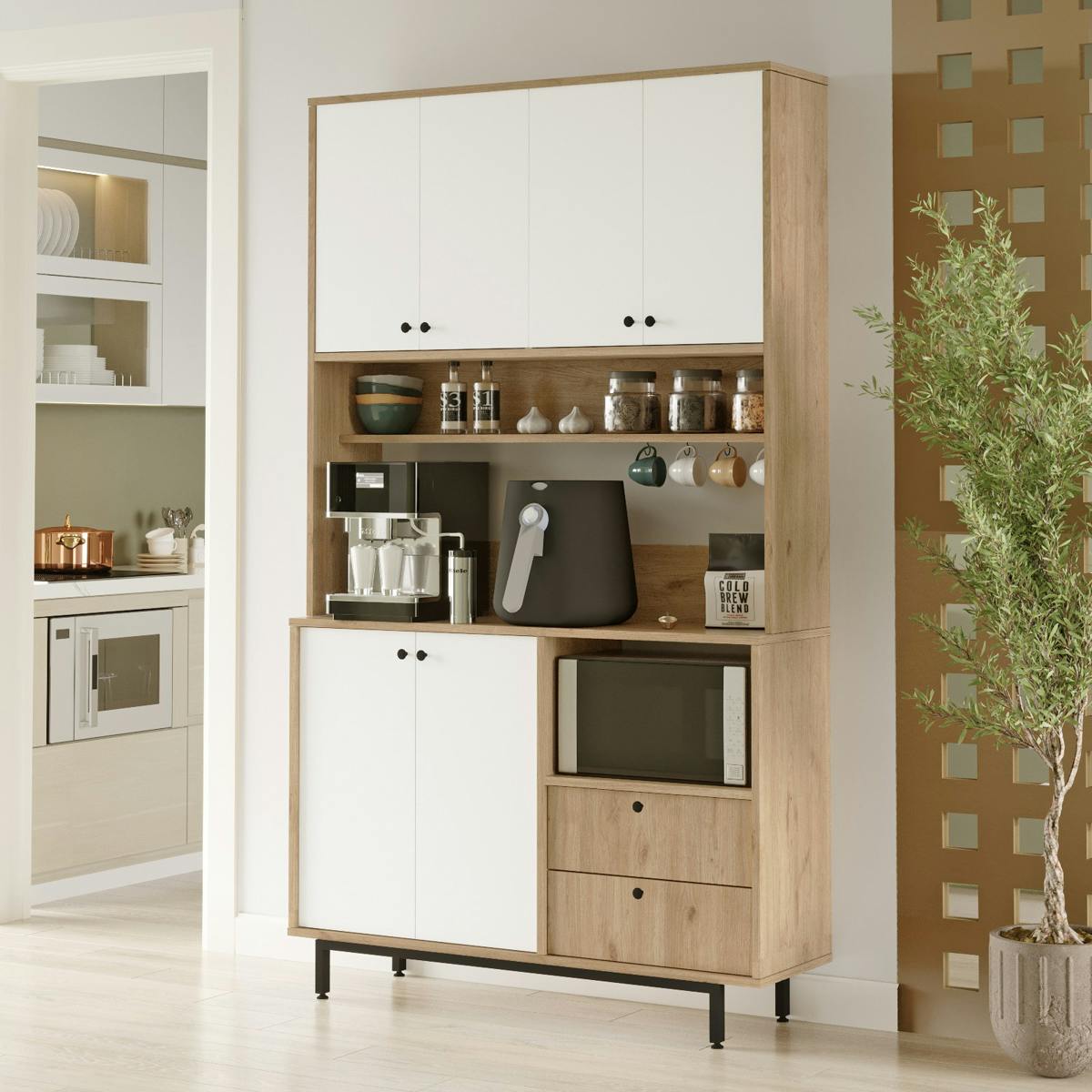 Buffet cuisine moderne niche micro-ondes H 205 cm JENA
