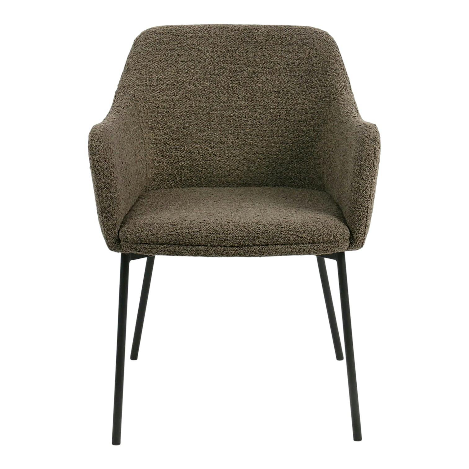 Fauteuil de table bouclette marron pieds métal noir (lot de 2) BERLIN