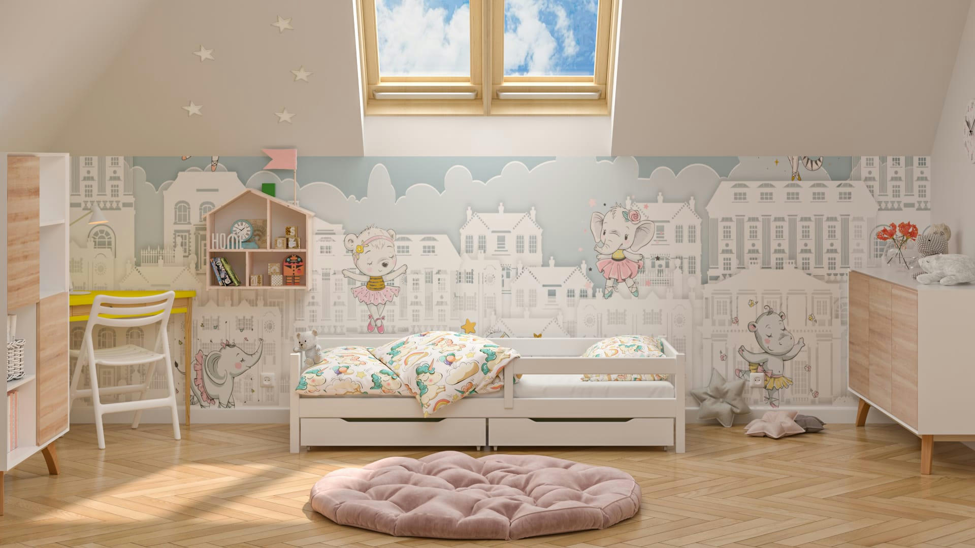 - Lit simple en pin massif 180x80 blanc