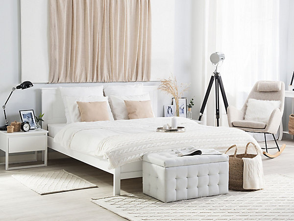 Lit avec sommier Bois de pin OLIVET 180 x 200 cm Blanc