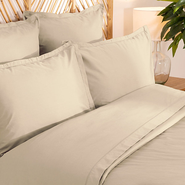 Drap plat - percale - beige lin - 240x290 cm - Atmosphera