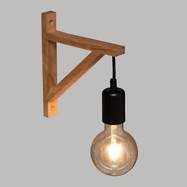 Applique Murale Bois Naturel 22.5cm - SILUMEN - Beige - E27 - IP20
