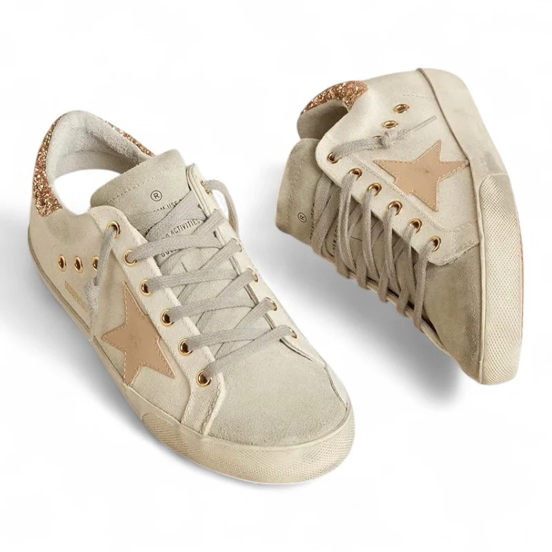 Super-Star LTD sneakers in canvas with a sand-colored star and glitter heel tab
