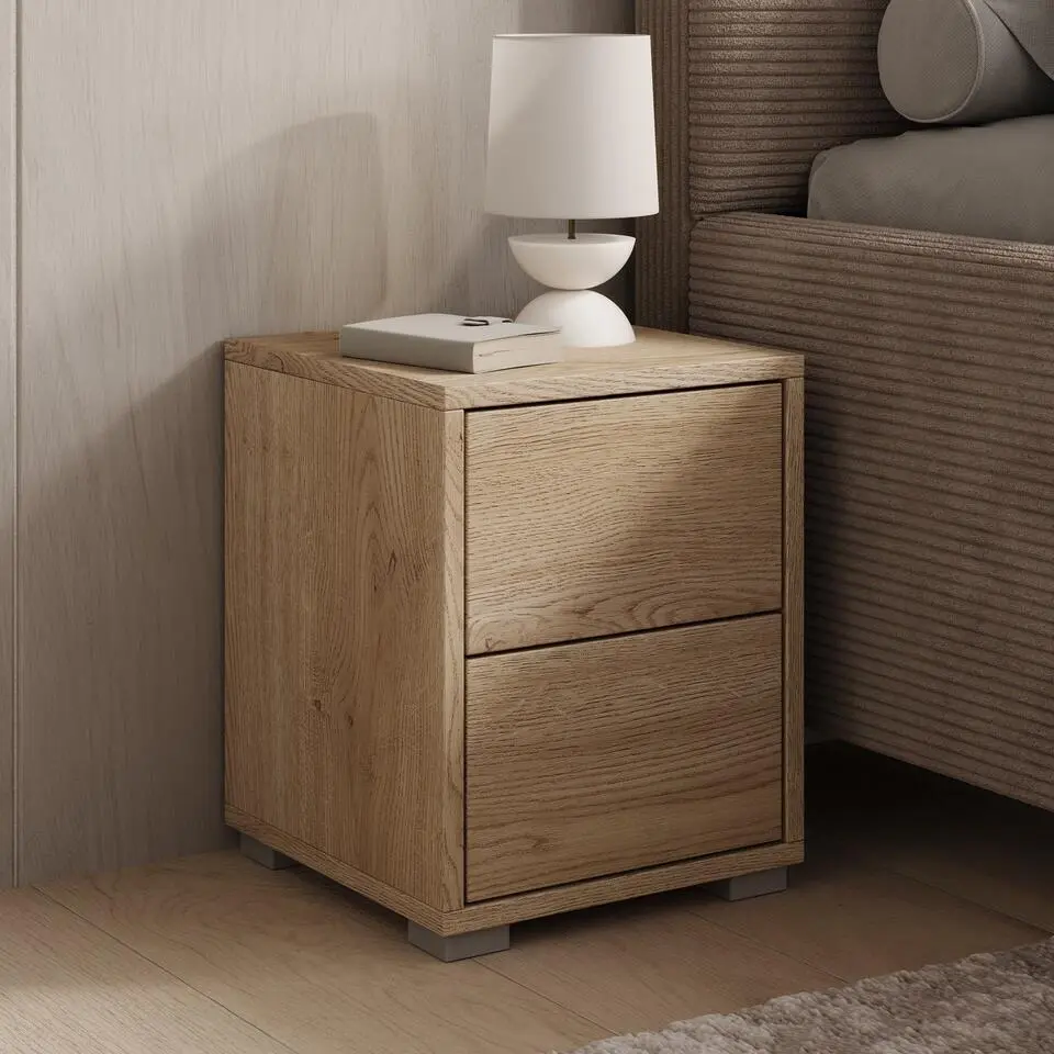 Meubella - Gideon - Nachtkastje - Eikenpatroon - 30x31x38 cm