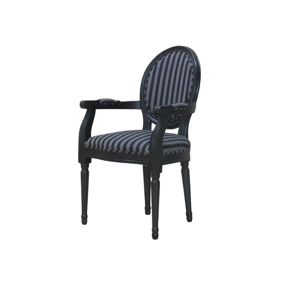 Hioshop Zwart antiek patina barok eethoek Mozart met 8 Rococo stoelen zwart